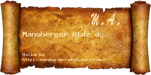 Mansberger Atád névjegykártya